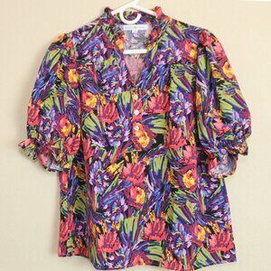 Michelle Mcdowell Grace Top Blouse Multicolor Floral Print Vibrant Size XS